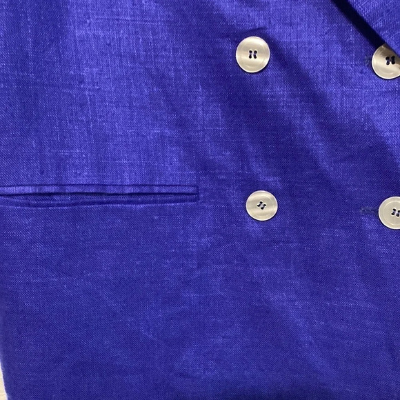 International Scene NWT Blue Pure Linen Double Breasted Blazer Size 13/14 - Picture 4 of 9
